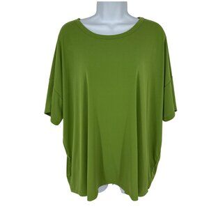 Susan Graver Modern Essentials Lime Green Relaxed Fit Short Sleeve Top Size 1X